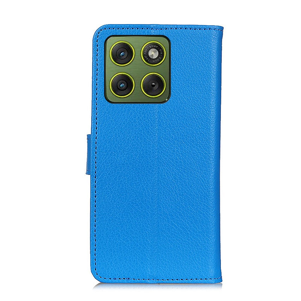 For Motorola Edge 70 5G Wallet Case PU Leather Phone Cover Litchi Texture - Blue