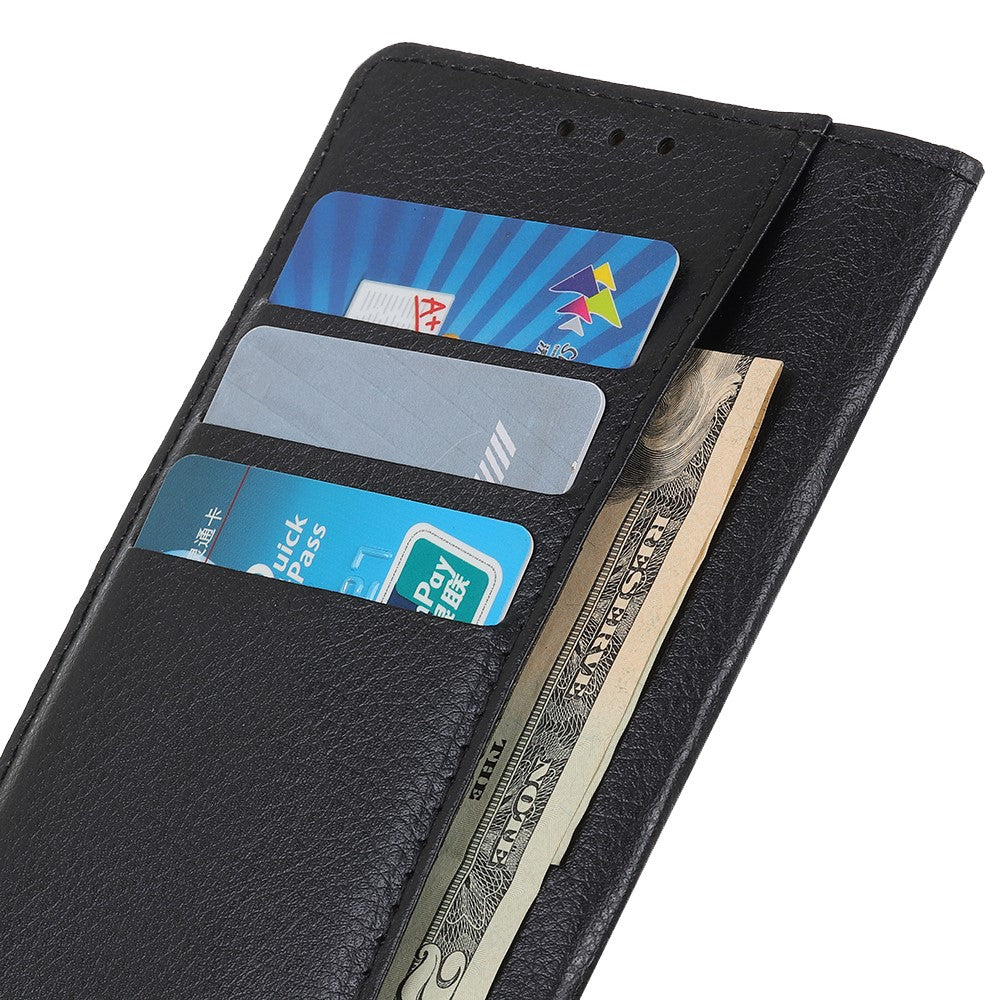 For Motorola Edge 70 5G Wallet Case PU Leather Phone Cover Litchi Texture - Black