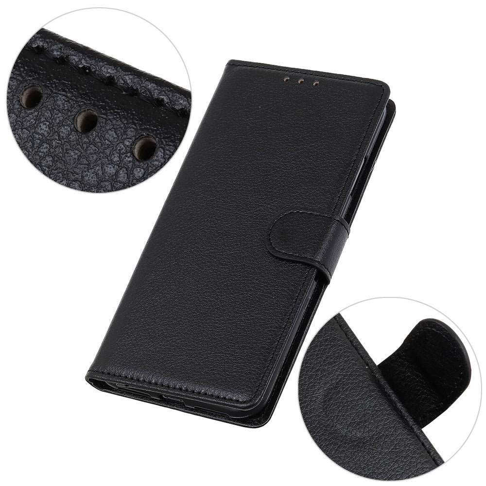 For Motorola Edge 70 5G Wallet Case PU Leather Phone Cover Litchi Texture - Black