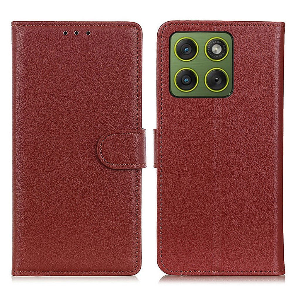 For Motorola Edge 70 5G Wallet Case PU Leather Phone Cover Litchi Texture - Brown