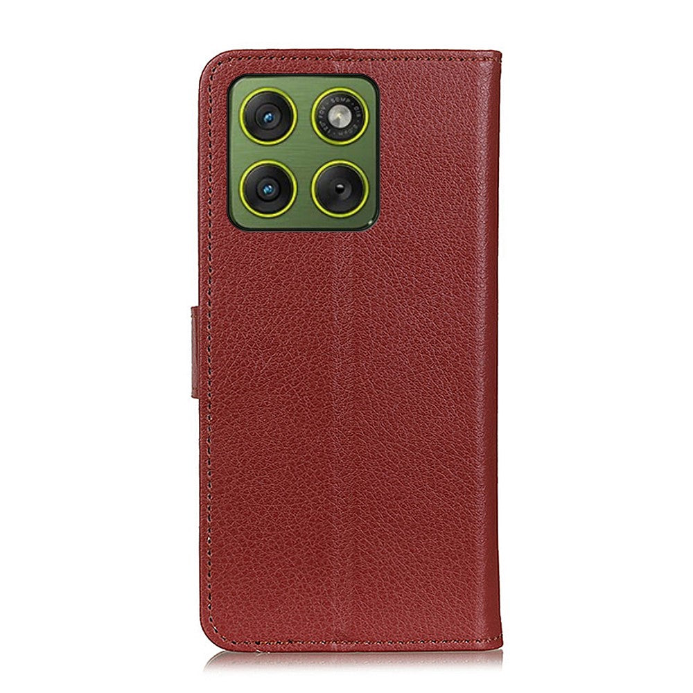 For Motorola Edge 70 5G Wallet Case PU Leather Phone Cover Litchi Texture - Brown