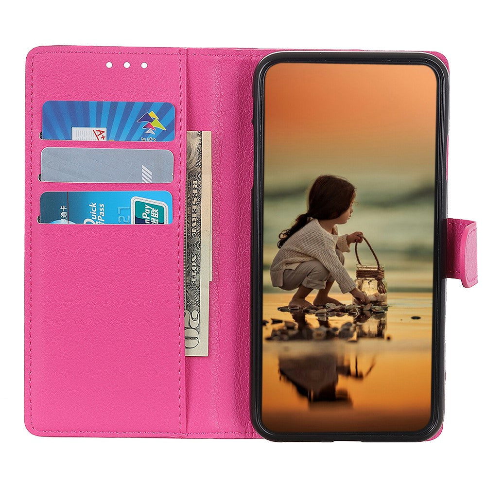 For Motorola Edge 70 5G Wallet Case PU Leather Phone Cover Litchi Texture - Rose