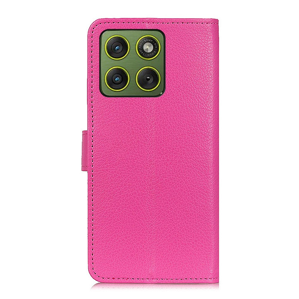 For Motorola Edge 70 5G Wallet Case PU Leather Phone Cover Litchi Texture - Rose