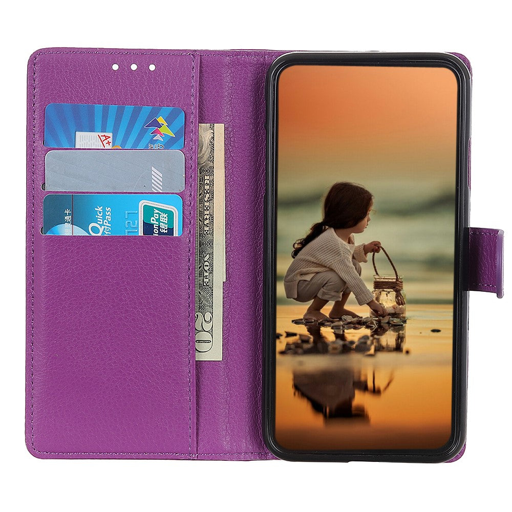 For Motorola Edge 70 5G Wallet Case PU Leather Phone Cover Litchi Texture - Purple
