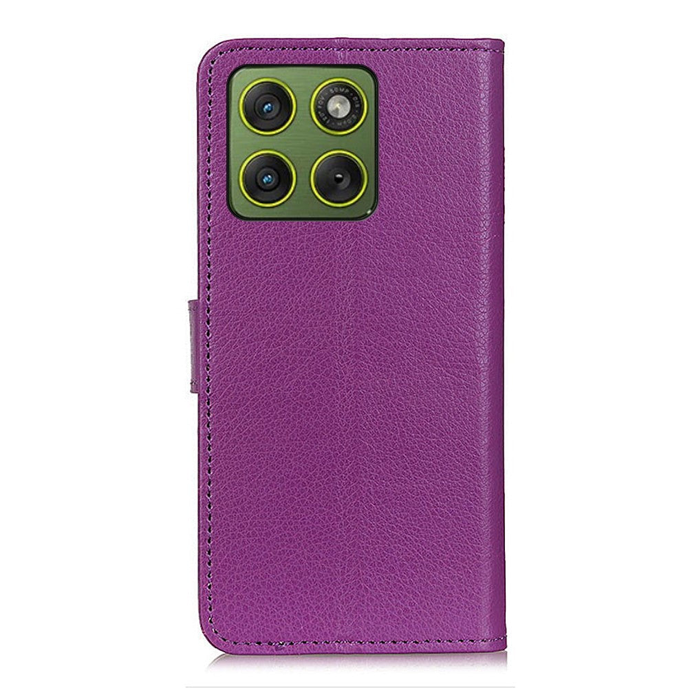 For Motorola Edge 70 5G Wallet Case PU Leather Phone Cover Litchi Texture - Purple