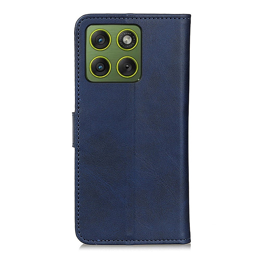 For Motorola Edge 70 5G Case Cowhide Texture Leather Wallet Stand Phone Cover - Blue