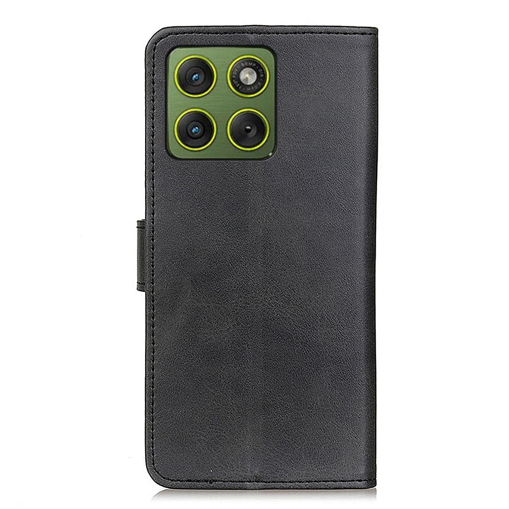 For Motorola Edge 70 5G Case Cowhide Texture Leather Wallet Stand Phone Cover - Black