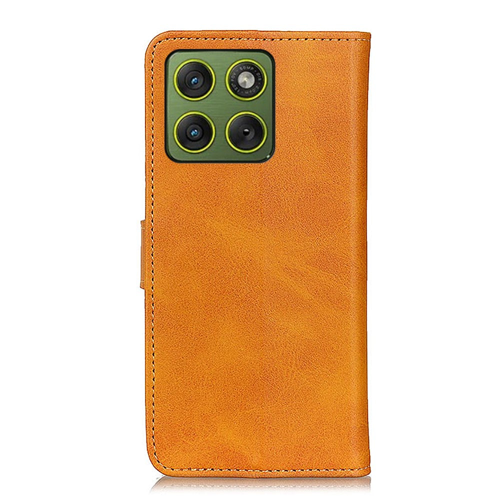 For Motorola Edge 70 5G Case Cowhide Texture Leather Wallet Stand Phone Cover - Brown