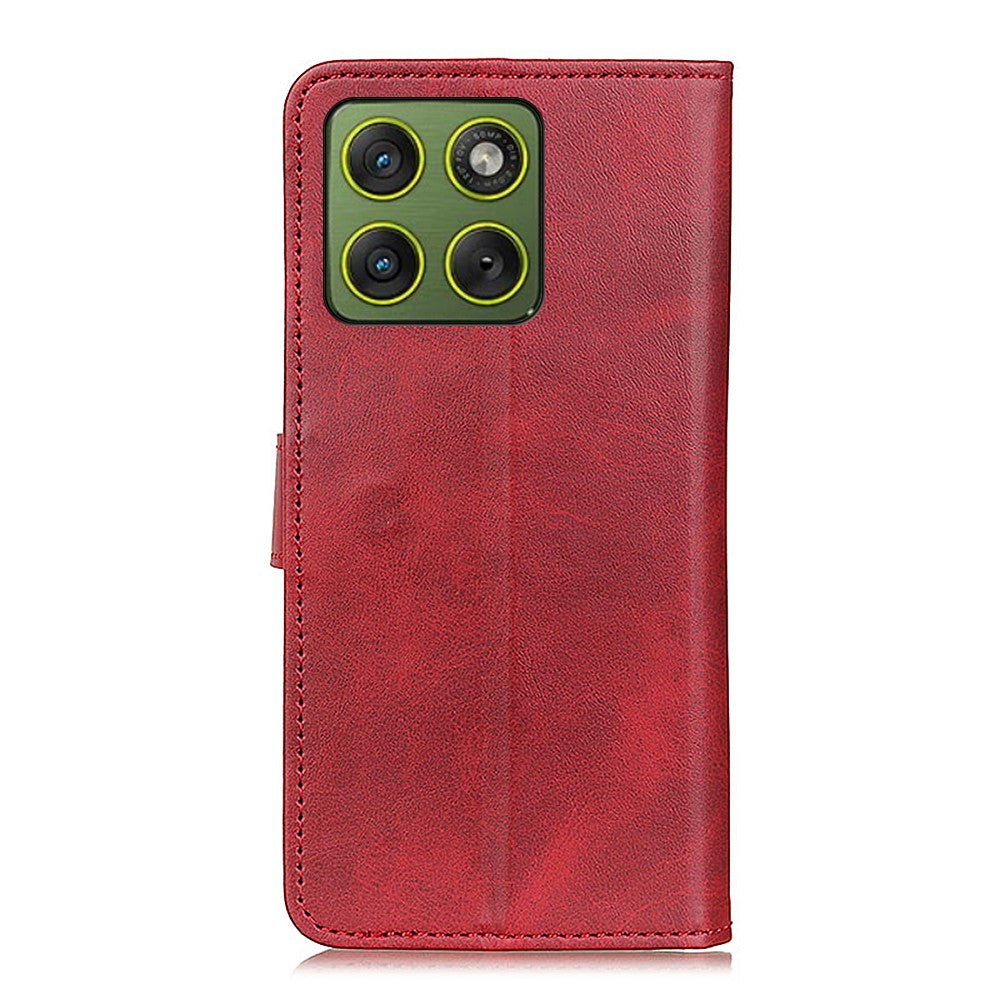 For Motorola Edge 70 5G Case Cowhide Texture Leather Wallet Stand Phone Cover - Red