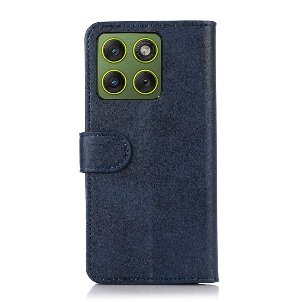 For Motorola Edge 70 5G Case Cowhide Texture Leather Wallet Phone Cover with Stand - Blue