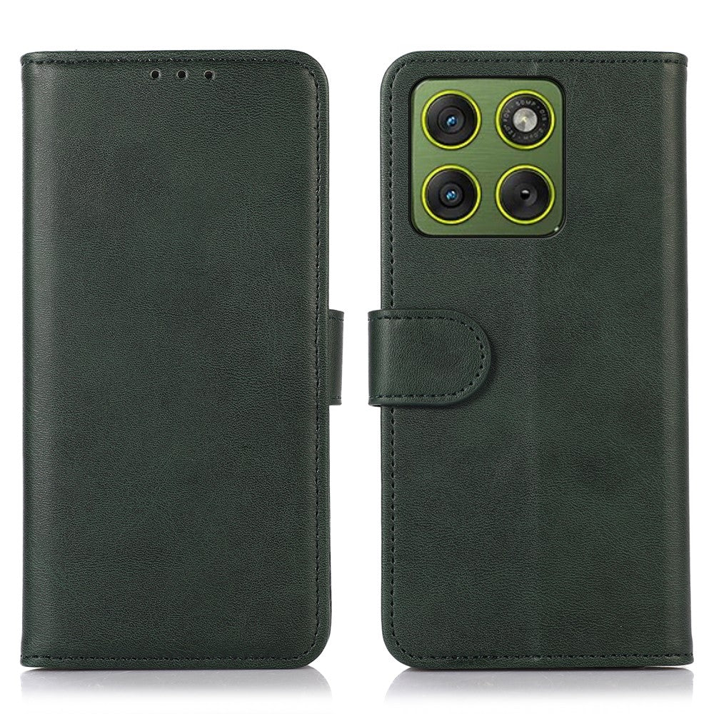 For Motorola Edge 70 5G Case Cowhide Texture Leather Wallet Phone Cover with Stand - Green