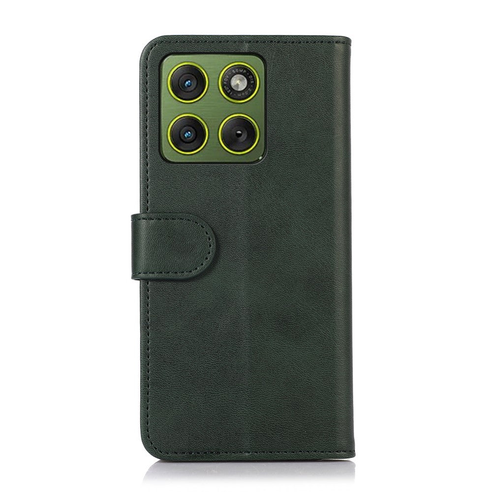 For Motorola Edge 70 5G Case Cowhide Texture Leather Wallet Phone Cover with Stand - Green
