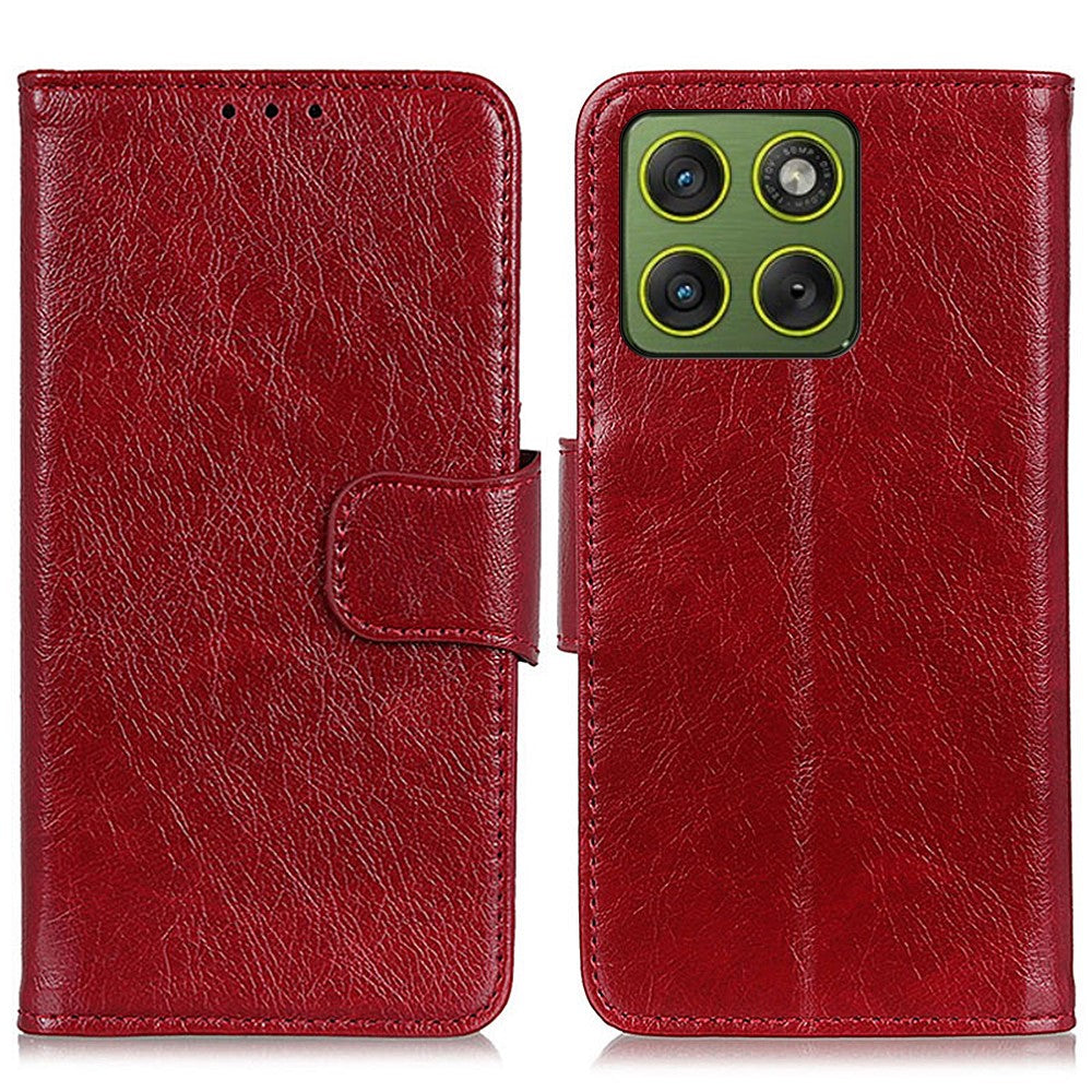 For Motorola Edge 70 5G Case Nappa Texture Split Leather Wallet Phone Cover - Red