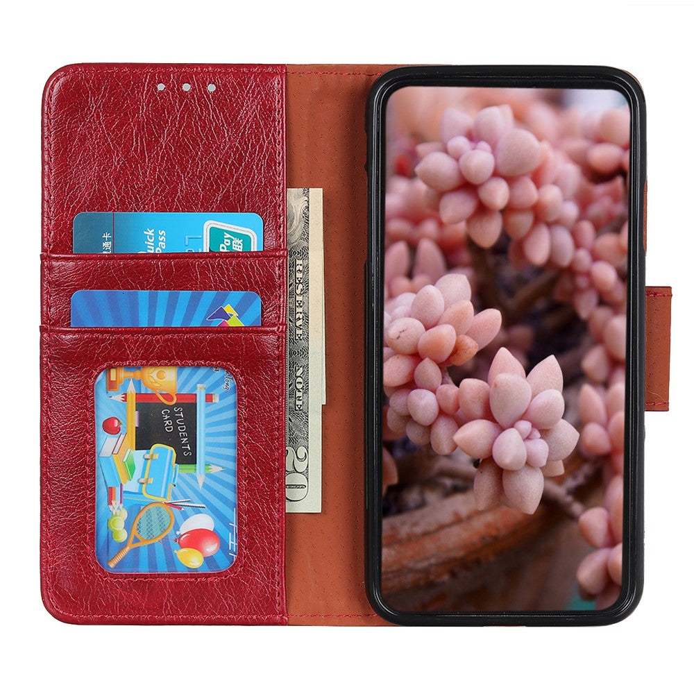 For Motorola Edge 70 5G Case Nappa Texture Split Leather Wallet Phone Cover - Red
