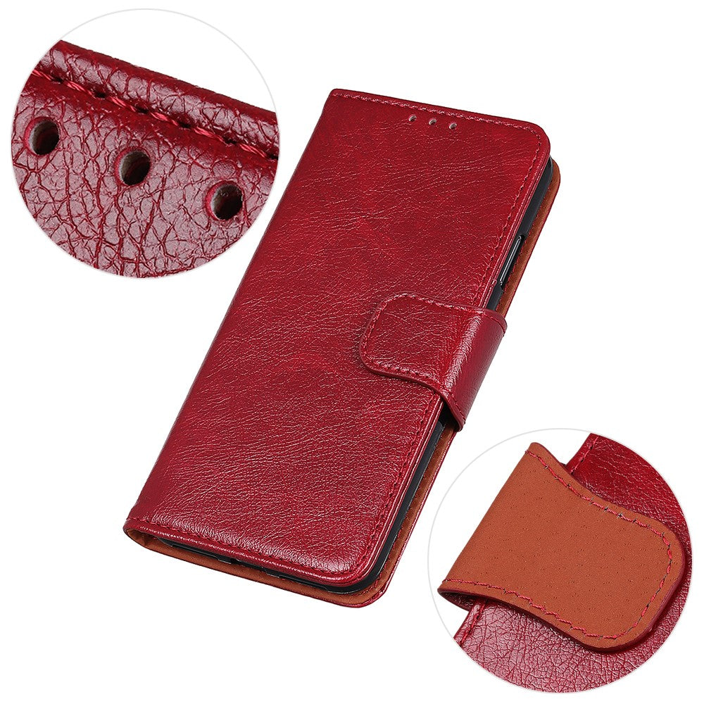 For Motorola Edge 70 5G Case Nappa Texture Split Leather Wallet Phone Cover - Red
