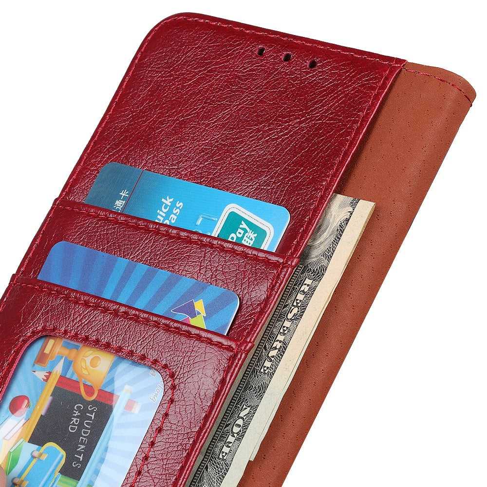For Motorola Edge 70 5G Case Nappa Texture Split Leather Wallet Phone Cover - Red