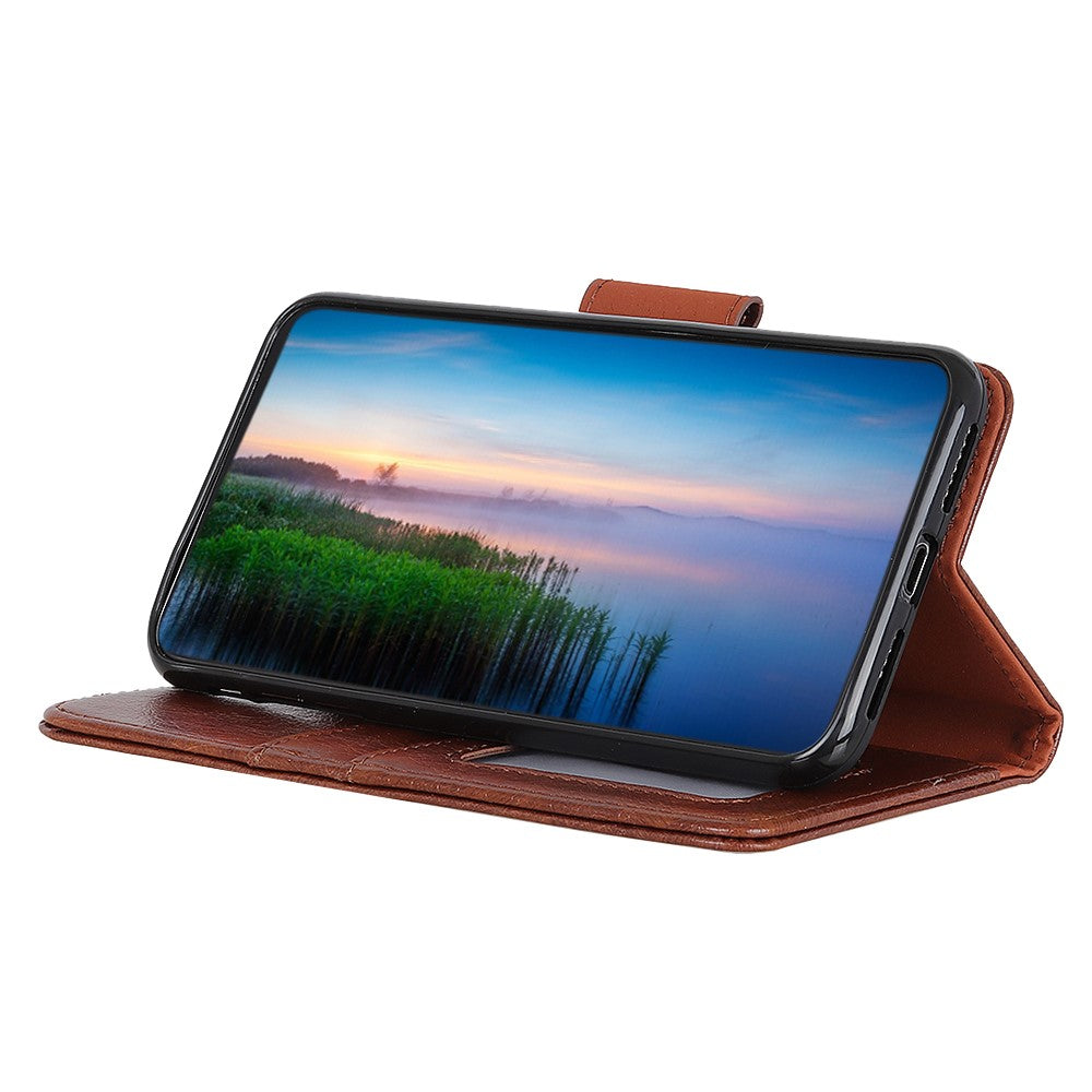 For Motorola Edge 70 5G Case Nappa Texture Split Leather Wallet Phone Cover - Brown
