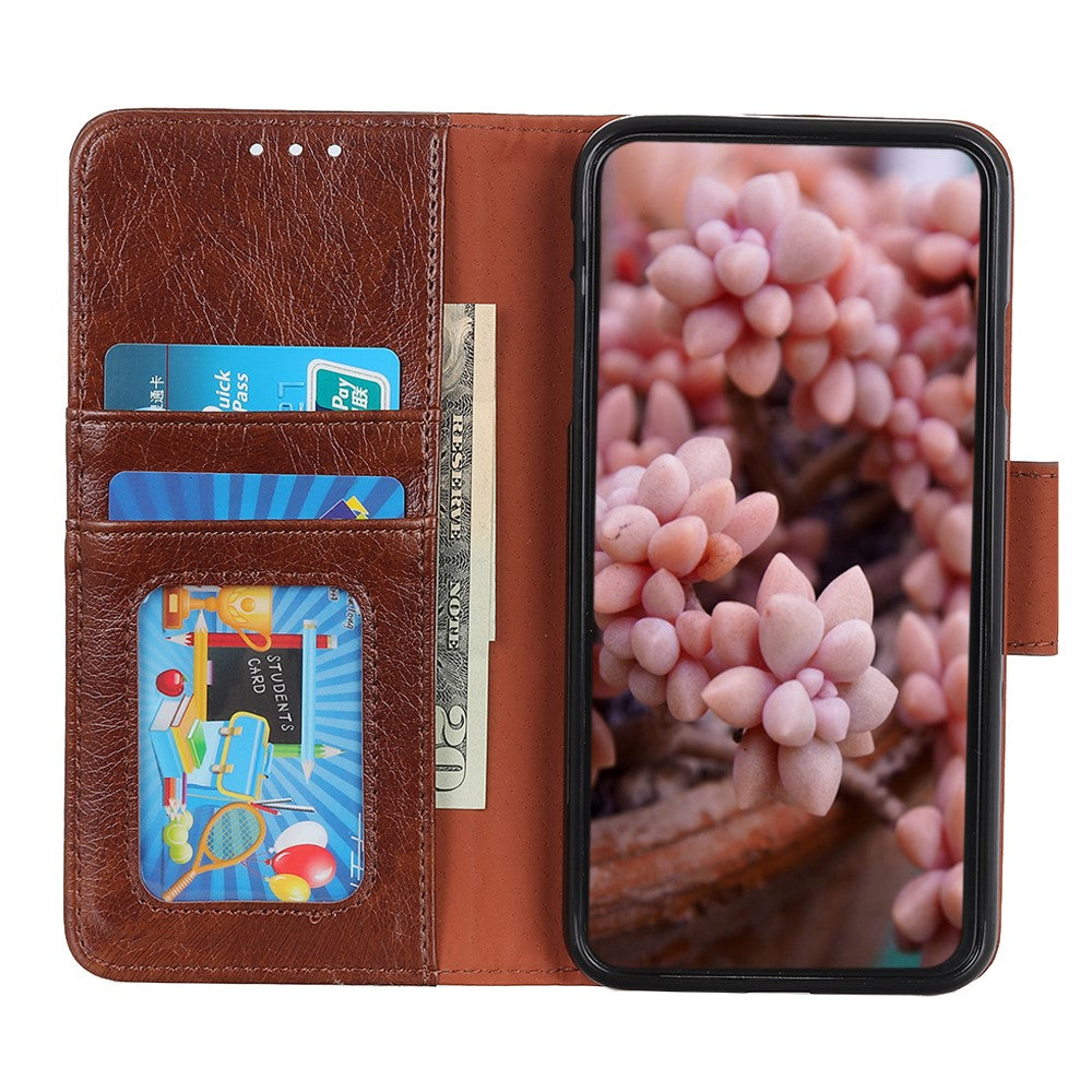 For Motorola Edge 70 5G Case Nappa Texture Split Leather Wallet Phone Cover - Brown