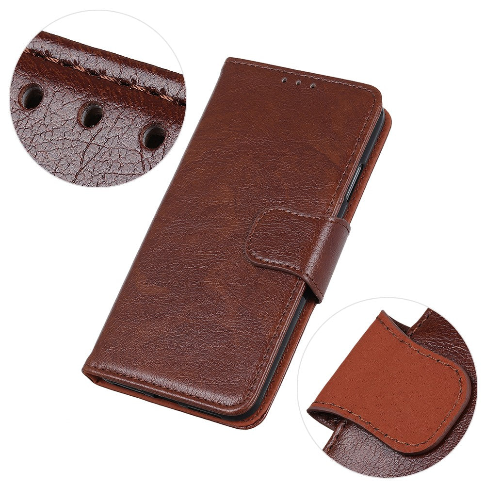 For Motorola Edge 70 5G Case Nappa Texture Split Leather Wallet Phone Cover - Brown