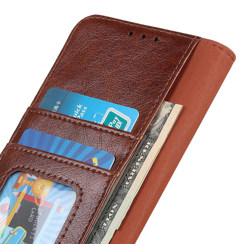 For Motorola Edge 70 5G Case Nappa Texture Split Leather Wallet Phone Cover - Brown