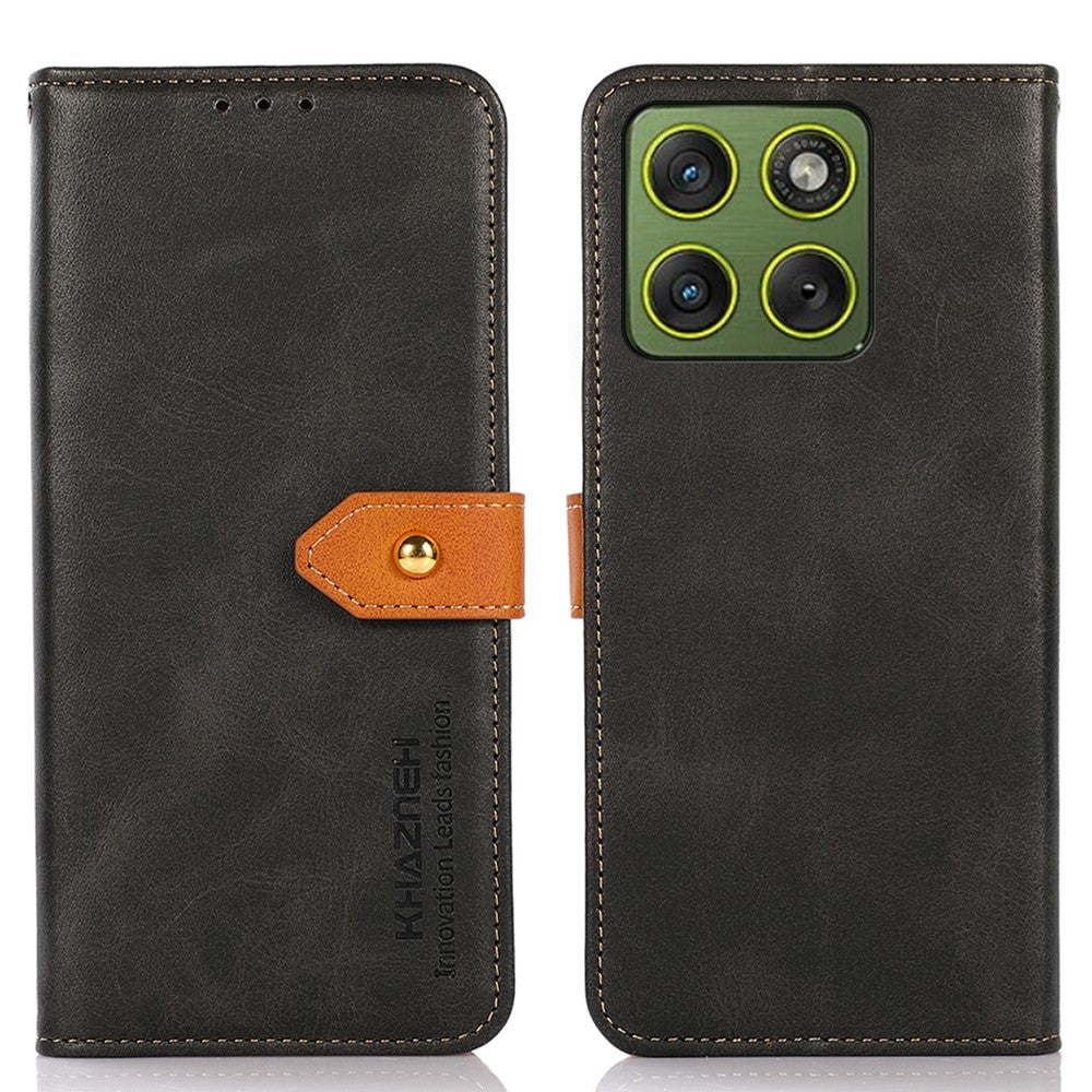 KHAZNEH For Motorola Edge 70 5G Wallet Phone Case Stand Leather Flip Cover - Black