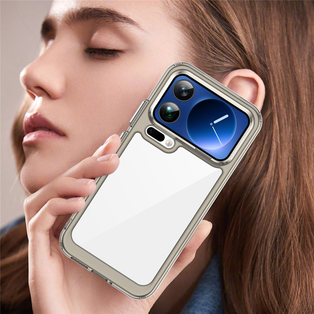 For Xiaomi 17 Pro Max Case TPU + Acrylic Protective Clear Phone Cover - Transparent Grey
