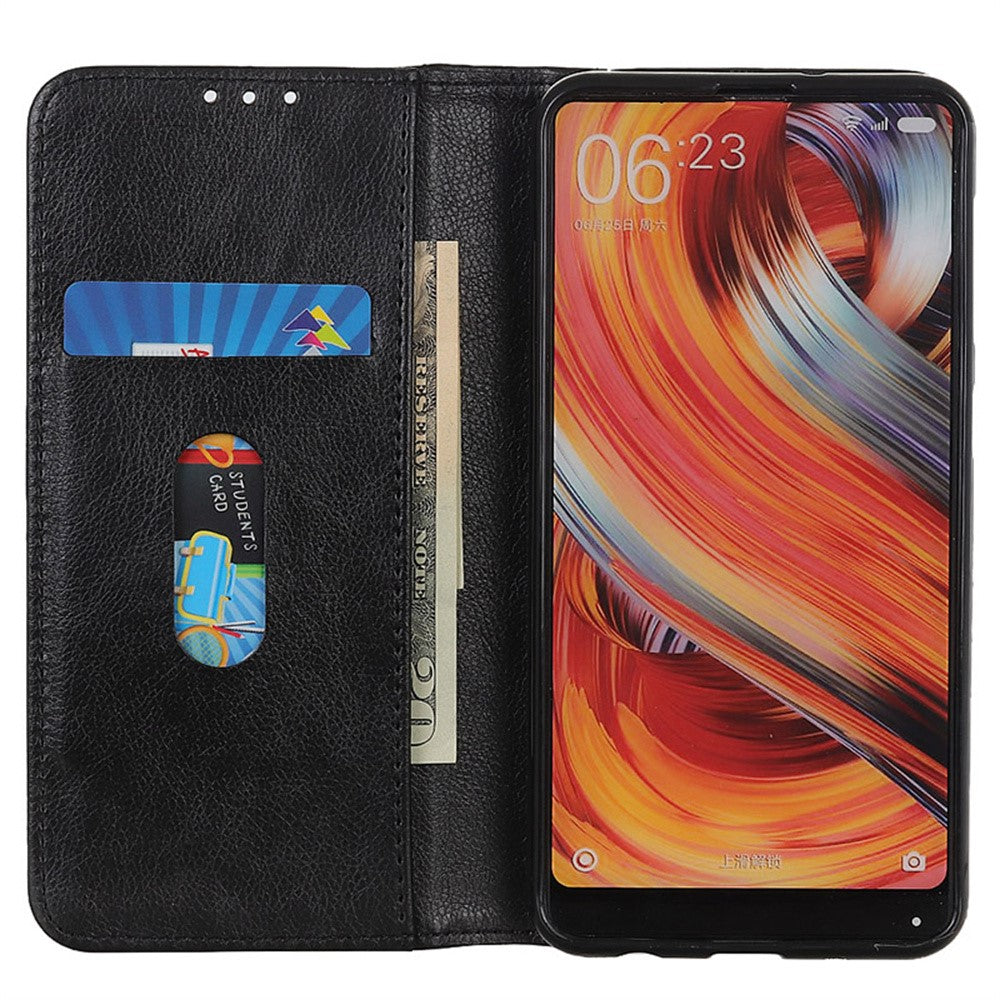 For Motorola Edge 70 5G Stand Case Split Leather Litchi Texture Wallet Phone Cover - Black