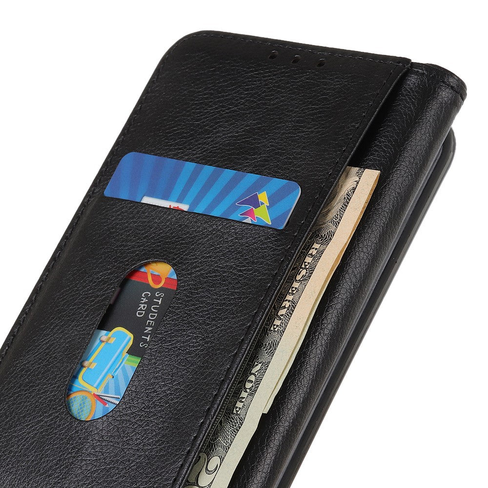 For Motorola Edge 70 5G Stand Case Split Leather Litchi Texture Wallet Phone Cover - Black