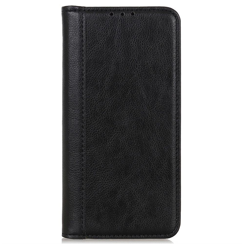 For Motorola Edge 70 5G Stand Case Split Leather Litchi Texture Wallet Phone Cover - Black