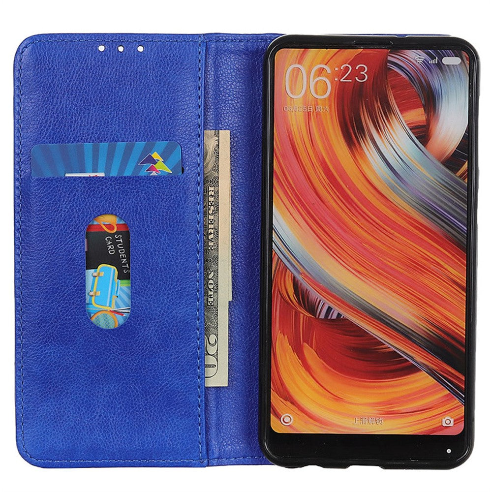 For Motorola Edge 70 5G Stand Case Split Leather Litchi Texture Wallet Phone Cover - Blue