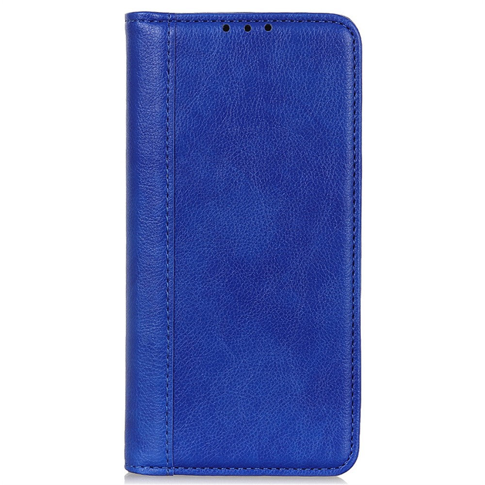 For Motorola Edge 70 5G Stand Case Split Leather Litchi Texture Wallet Phone Cover - Blue