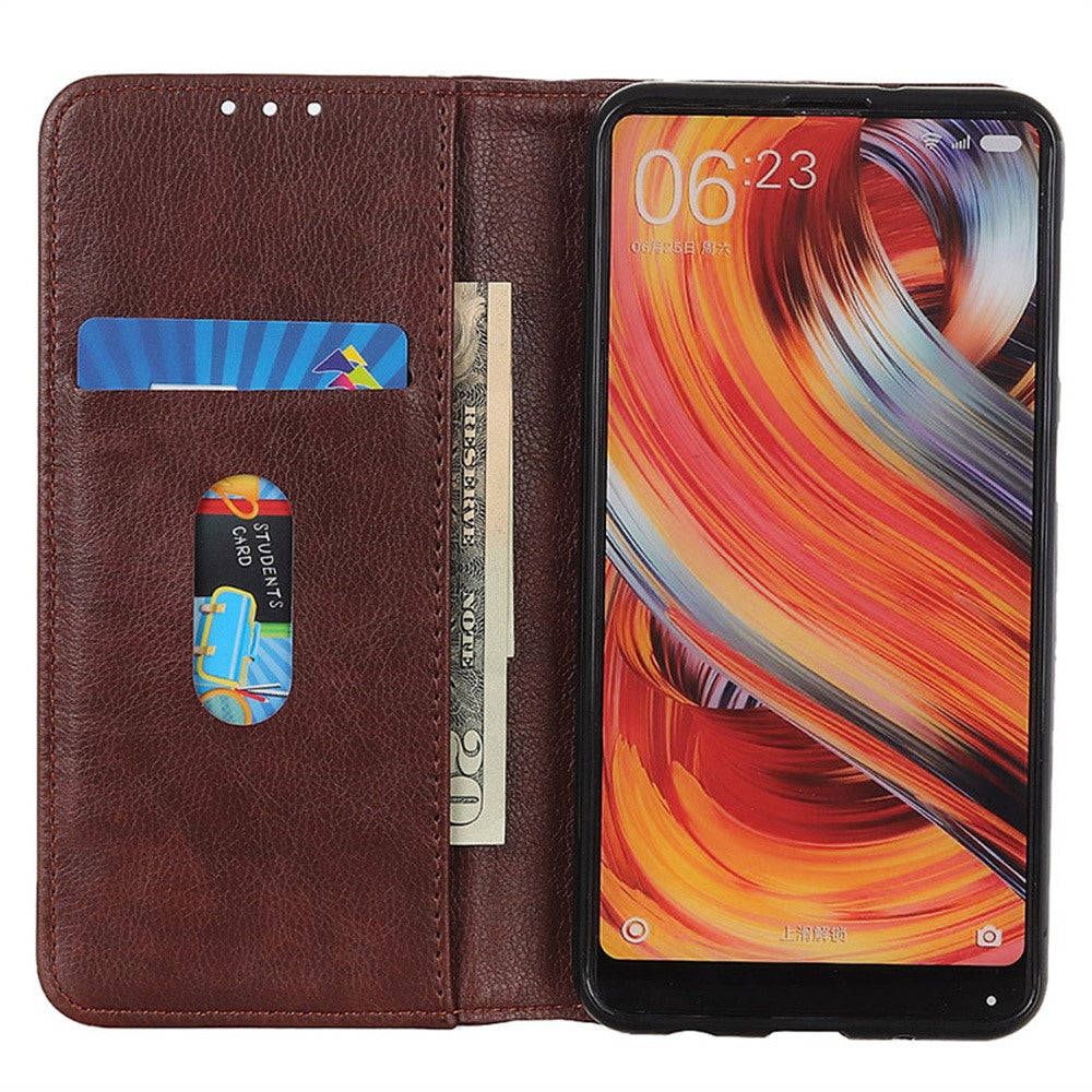 For Motorola Edge 70 5G Stand Case Split Leather Litchi Texture Wallet Phone Cover - Brown