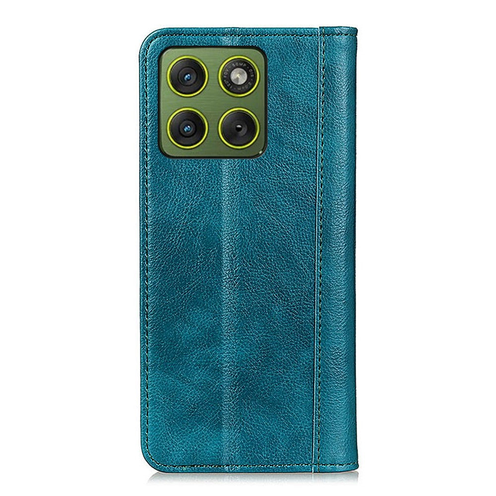 For Motorola Edge 70 5G Stand Case Split Leather Litchi Texture Wallet Phone Cover - Green