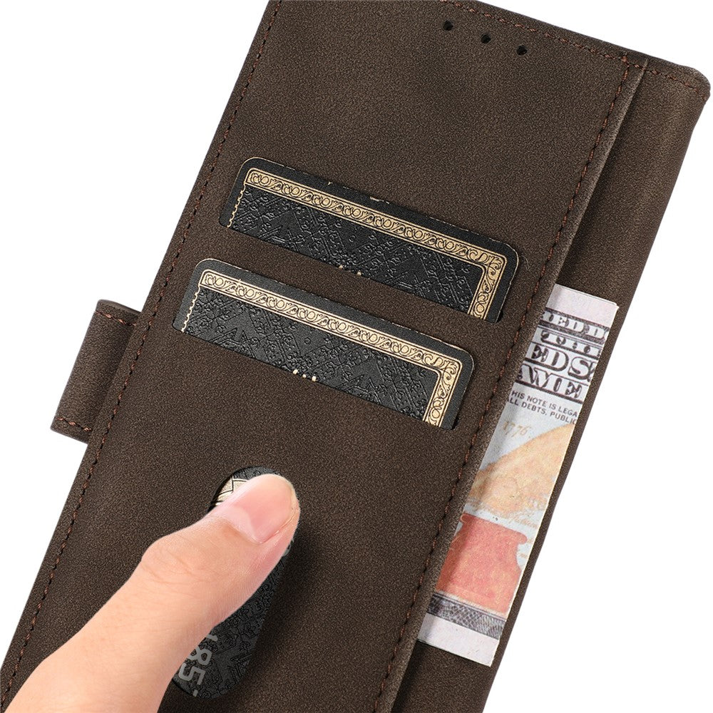 KHAZNEH For Motorola Edge 70 5G Case Anti Scratch PU Leather Wallet Stand Phone Cover - Brown