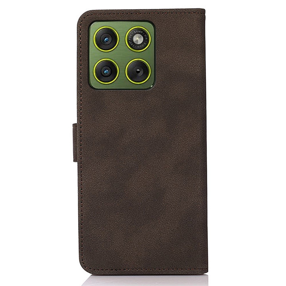 KHAZNEH For Motorola Edge 70 5G Case Anti Scratch PU Leather Wallet Stand Phone Cover - Brown
