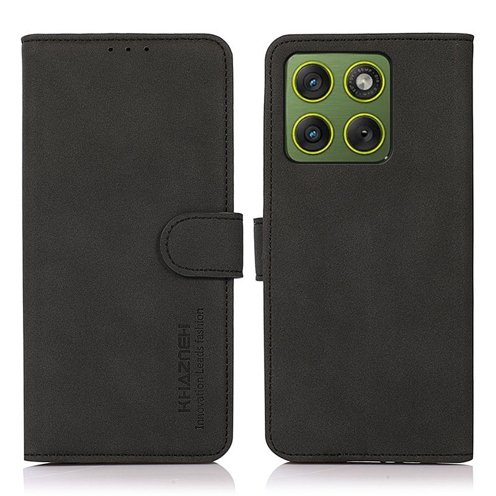 KHAZNEH For Motorola Edge 70 5G Case Anti Scratch PU Leather Wallet Stand Phone Cover - Black