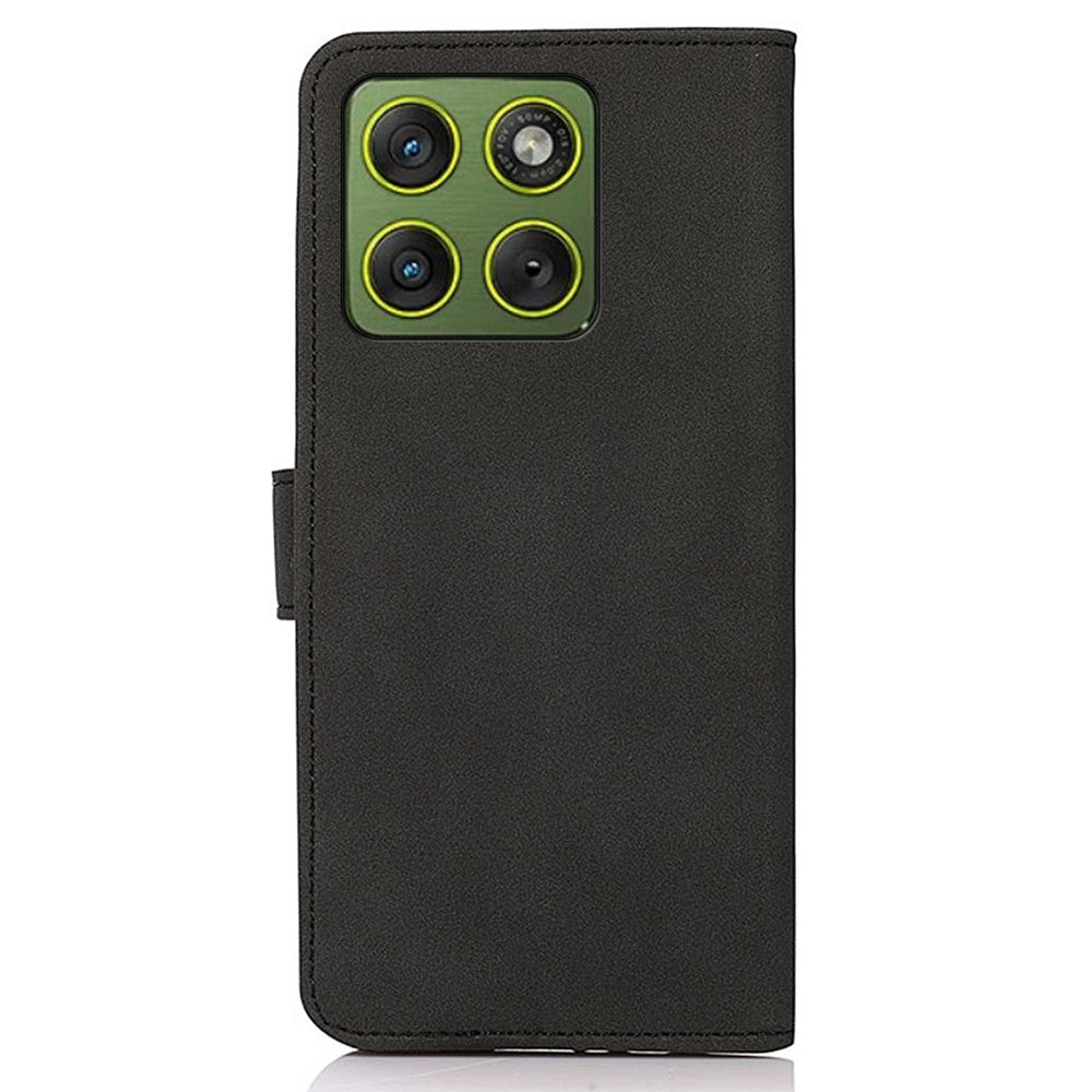 KHAZNEH For Motorola Edge 70 5G Case Anti Scratch PU Leather Wallet Stand Phone Cover - Black