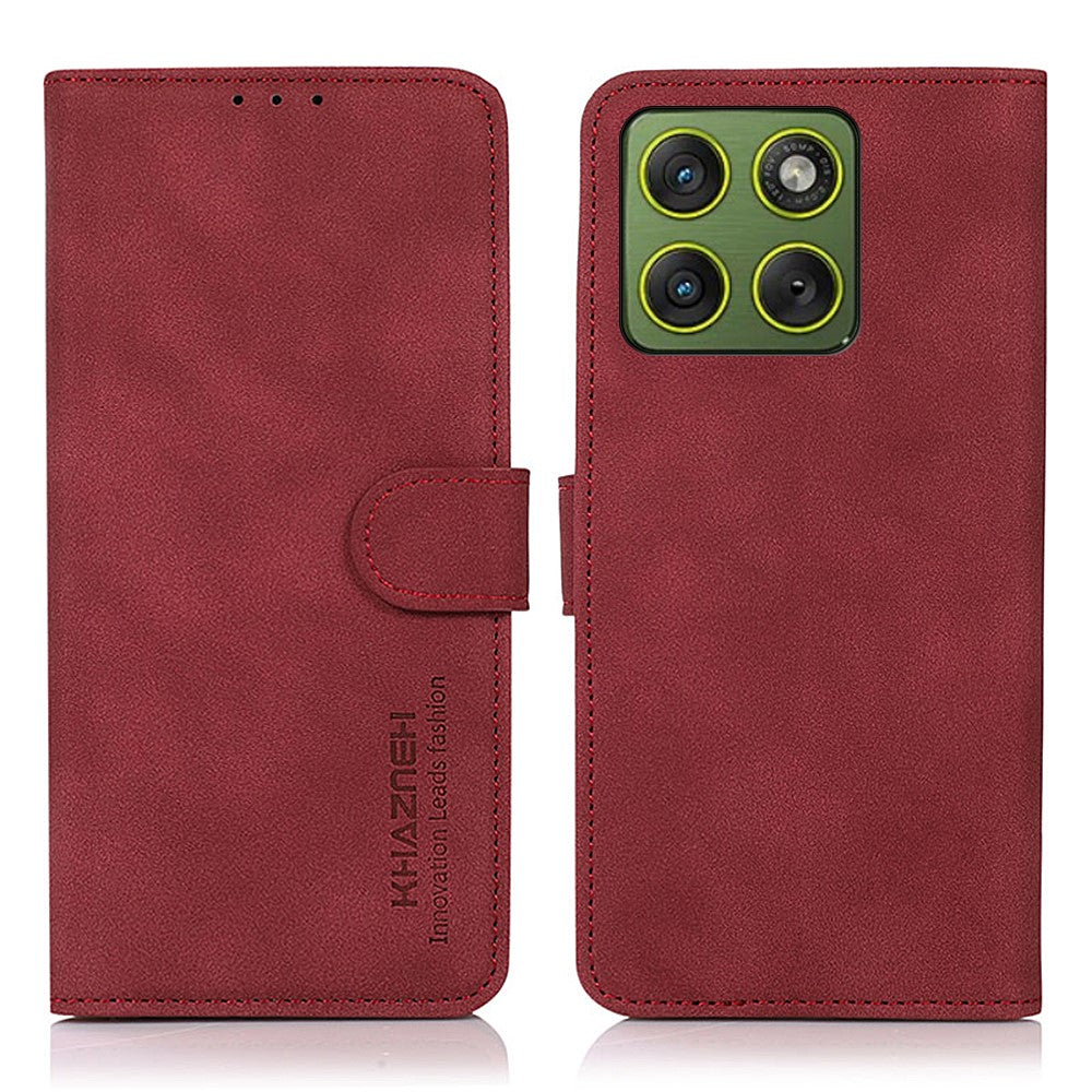 KHAZNEH For Motorola Edge 70 5G Case Anti Scratch PU Leather Wallet Stand Phone Cover - Red