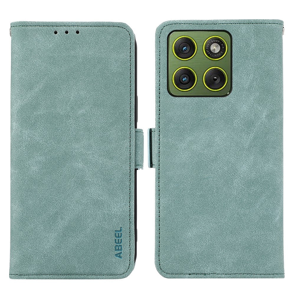 ABEEL For Motorola Edge 70 5G Case PU Leather Folio Stand View RFID Blocking Phone Cover - Baby Blue