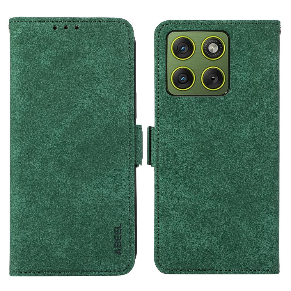 ABEEL For Motorola Edge 70 5G Case PU Leather Folio Stand View RFID Blocking Phone Cover - Green