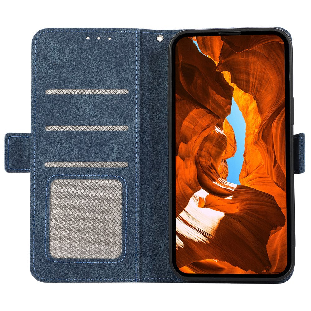 ABEEL For Motorola Edge 70 5G Case PU Leather Folio Stand View RFID Blocking Phone Cover - Blue