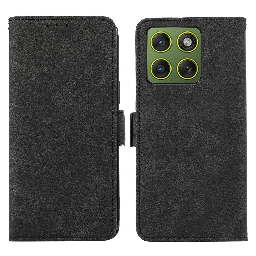 ABEEL For Motorola Edge 70 5G Case PU Leather Folio Stand View RFID Blocking Phone Cover - Black