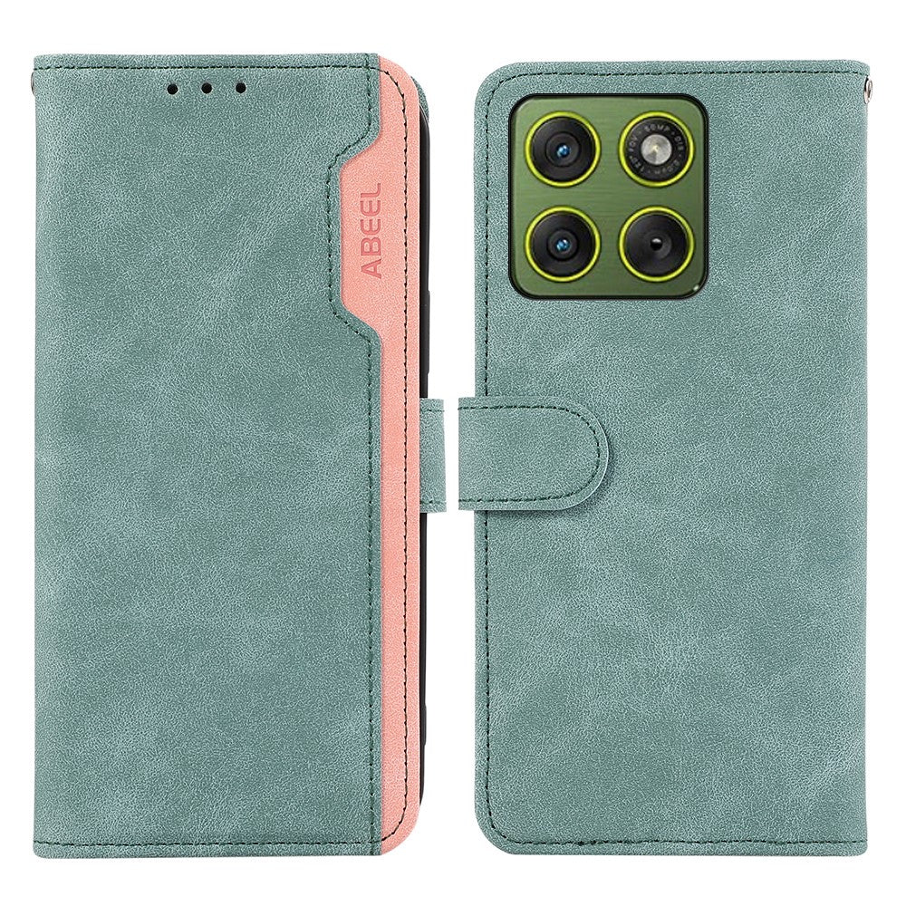 ABEEL For Motorola Edge 70 5G Case Color Splicing Leather Flip Phone Cover RFID Blocking - Baby Blue
