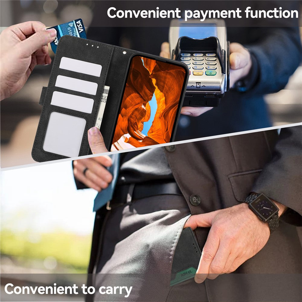 ABEEL For Motorola Edge 70 5G Case Color Splicing Leather Flip Phone Cover RFID Blocking - Black