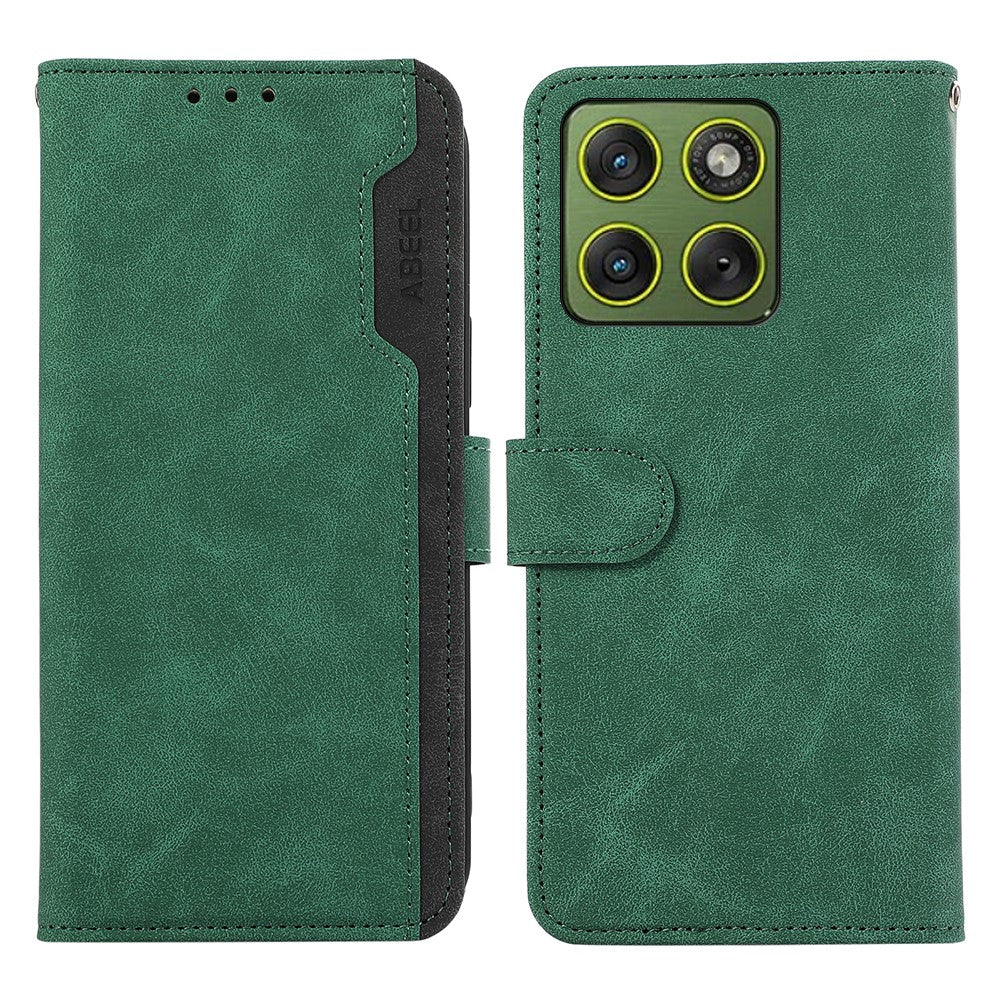 ABEEL For Motorola Edge 70 5G Case Color Splicing Leather Flip Phone Cover RFID Blocking - Green