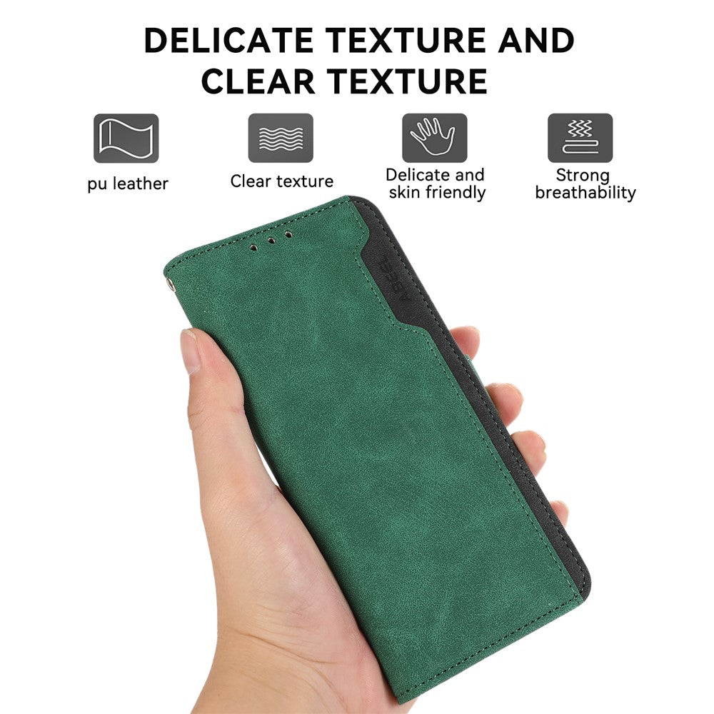 ABEEL For Motorola Edge 70 5G Case Color Splicing Leather Flip Phone Cover RFID Blocking - Green