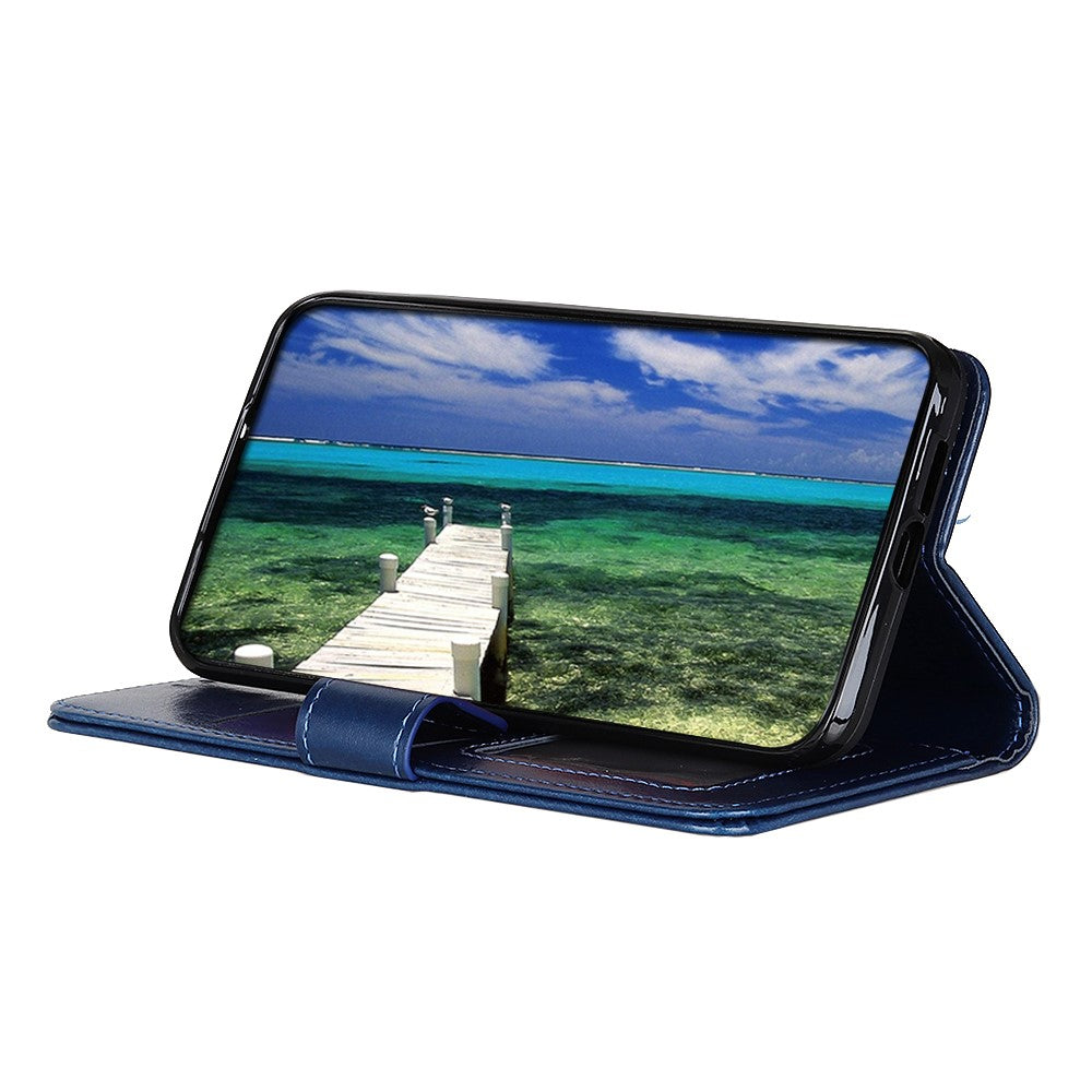 For Motorola Edge 70 5G Case Crazy Horse Texture PU Leather Phone Stand Cover - Blue