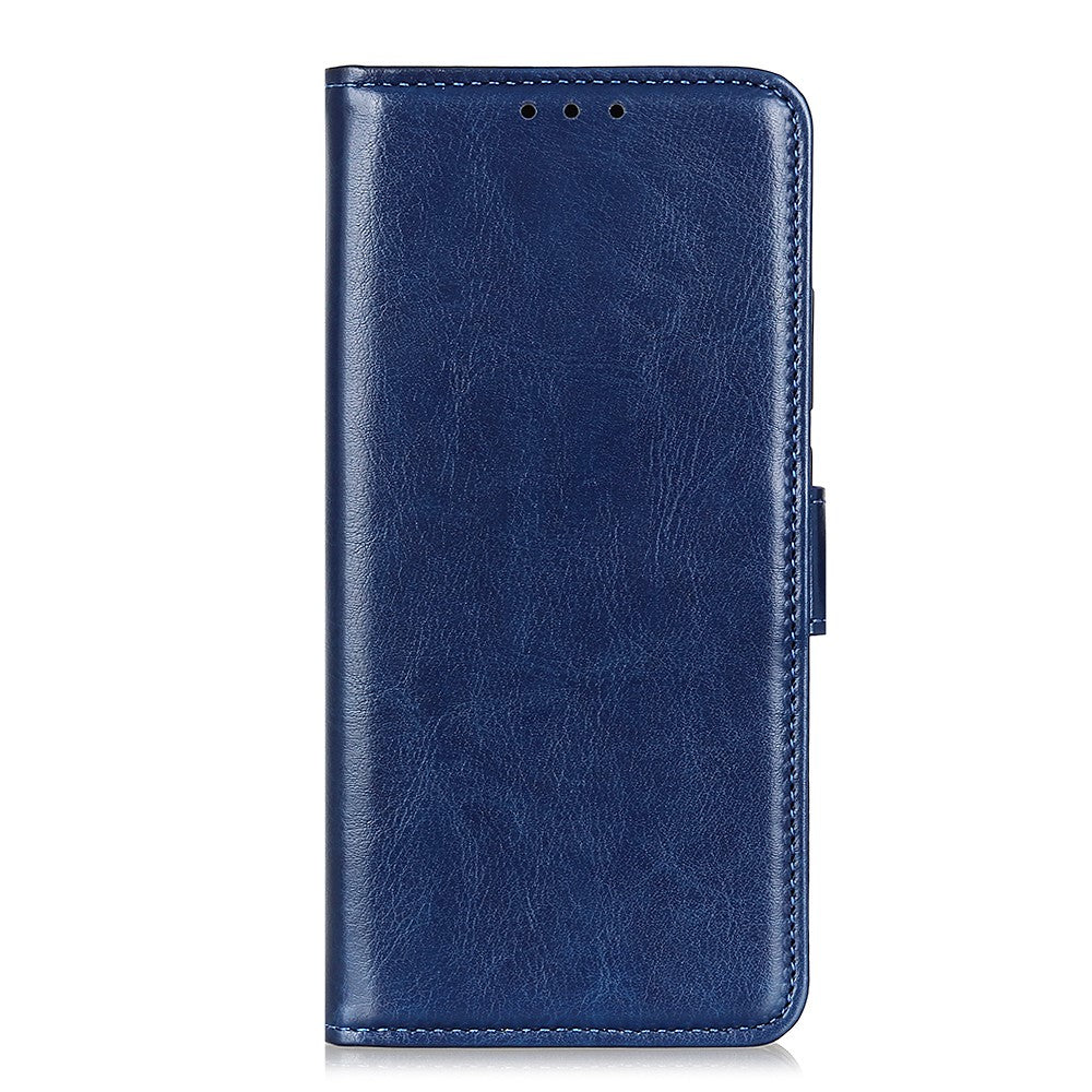 For Motorola Edge 70 5G Case Crazy Horse Texture PU Leather Phone Stand Cover - Blue