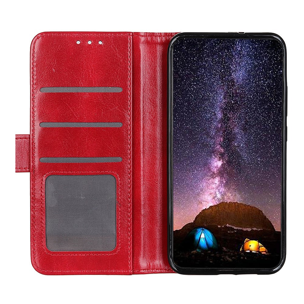 For Motorola Edge 70 5G Case Crazy Horse Texture PU Leather Phone Stand Cover - Red
