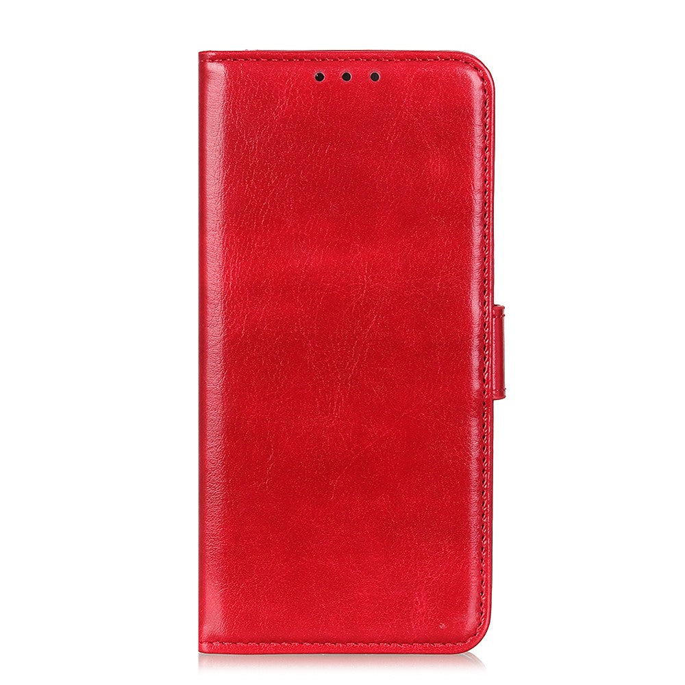 For Motorola Edge 70 5G Case Crazy Horse Texture PU Leather Phone Stand Cover - Red